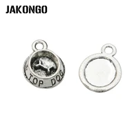 jakongo antique silver plated top dog bone charm pendant bracelets jewelry findings accessories making craft diy 13x13mm