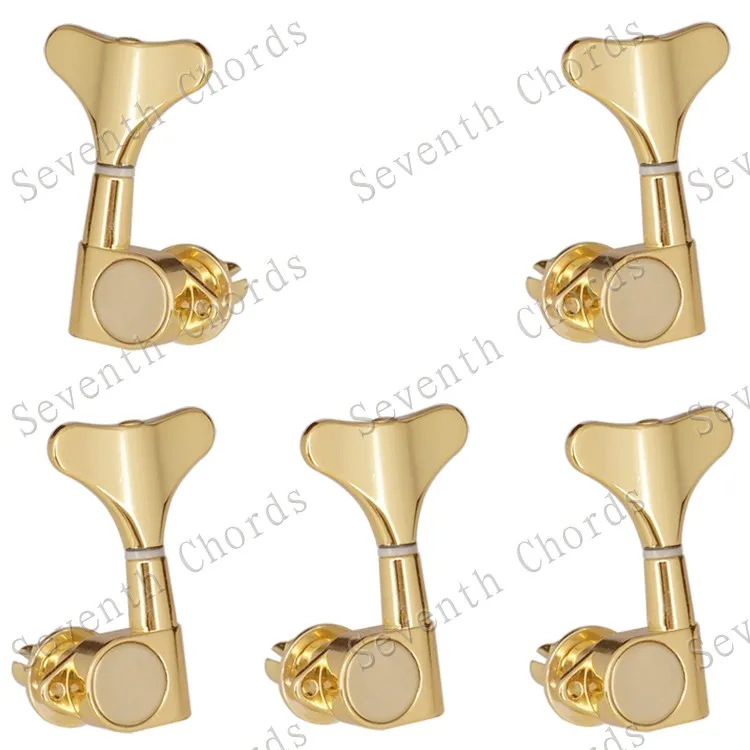 Gold A Set of 4L1R Набор 5 шт. бас-гитара струнные колышки Тюнеры машинные головки для 5 струн Замена баса-рыбы кнопки «хвост» - Цвет: Gold A Set of 4L1R
