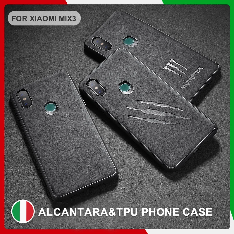 SanCore artificial Luxury Leather ALCANTARA Phone Case for Xiaomi Mix 3 Anti-fall Back Cover Mi Black Bag | Мобильные телефоны и
