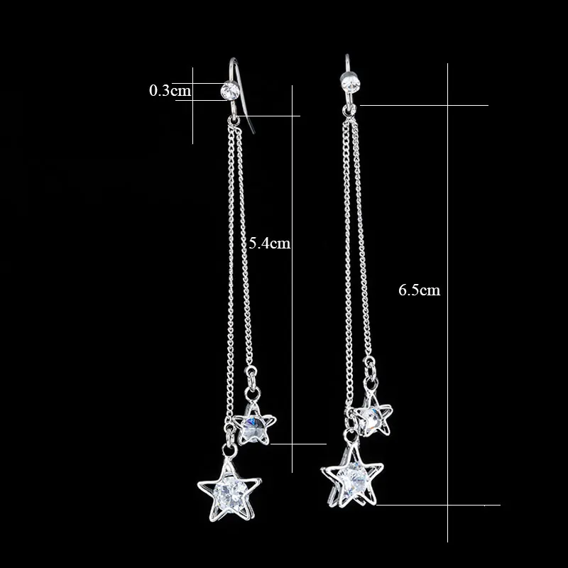Новые модные роскошные двойной Bling Crystal Star Серьги для Для женщин длинной