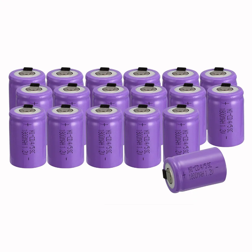 

3.3cm x 2.2cm 18 PCS Ni-Cd 4/5 SubC Sub C battery Rechargeable Battery 1.2V 1800mAh with purple Tab