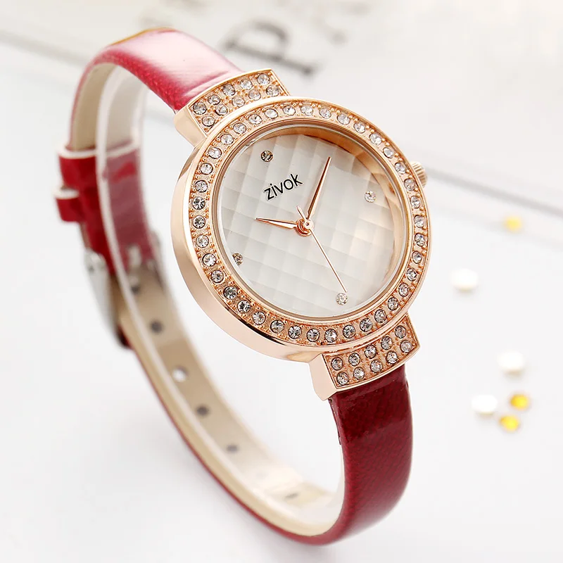 Zivok модные женские часы браслет Relogio Feminino красный кожаный ремешок для влюбленных