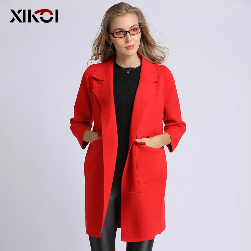 XIKOI 2018 Новая Осенняя Повседневная Женская куртка кардиган однотонные пальто