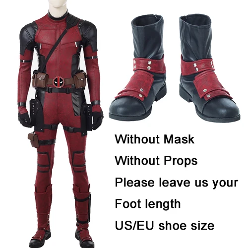 without mask Костюм Дэдпула для косплея; костюмы на Хэллоуин для взрослых; костюм супергероя Дэдпула 2 Уэйда; комбинезон Дэдпула; ботинки - Цвет: without mask