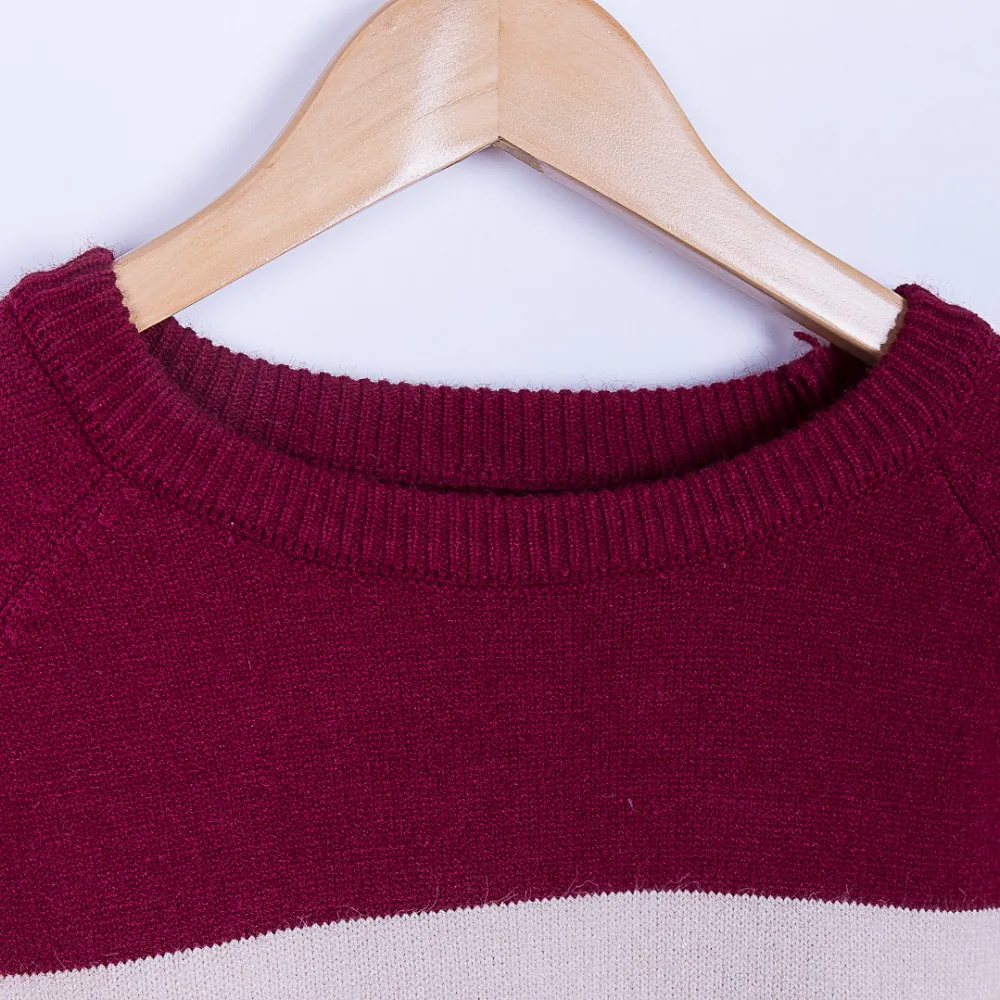 2019 new fashions for winter stylish women's wear Harbin white coloured striped net red lazy head knitted sweater | Женская одежда