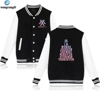 kpop korean style monsta x baseball jacket fashion fans uniform sweatshirt menwomen capless hoodies harajuku hip hop clothing