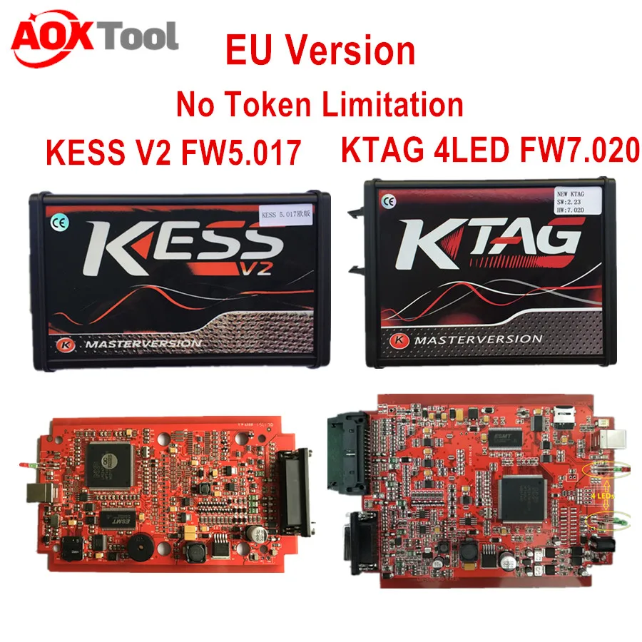 EU KESS V2 Master Kess V2.47 V2.23 FW5.017 красный PCB без маркерного ограничения Ktag V7.020 комплект для