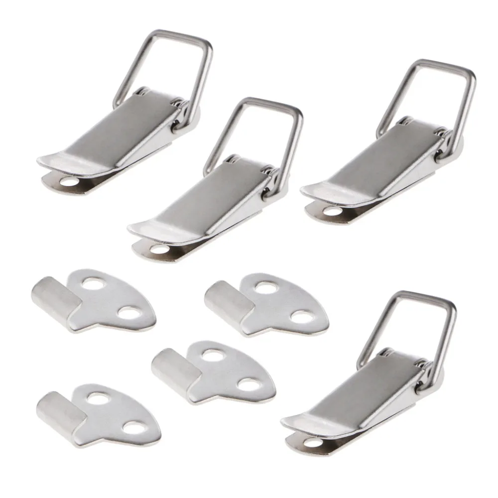 OOTDTY 4 Pcs Hardware Cabinet Boxes Spring Loaded Latch Catch Toggle Hasp Woodworking Tools Home Improvement- |