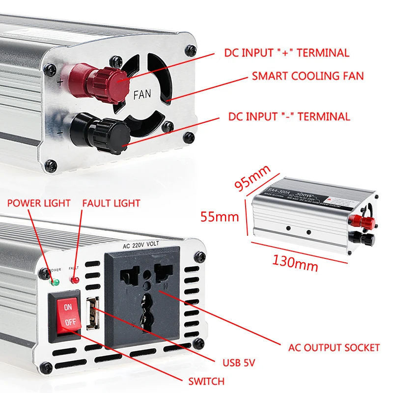 1000 Вт/1500 Вт постоянного тока в переменный ток 230 в солнечный непрерывный Инвертер конвертер USB выход стабильный