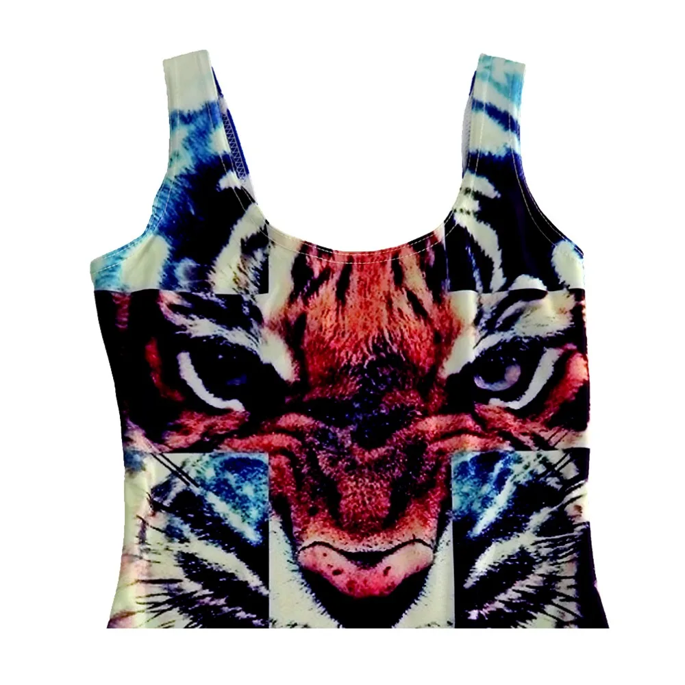 Бесплатная доставка 2017 Новый тренд женский слитный купальник свирепый принт