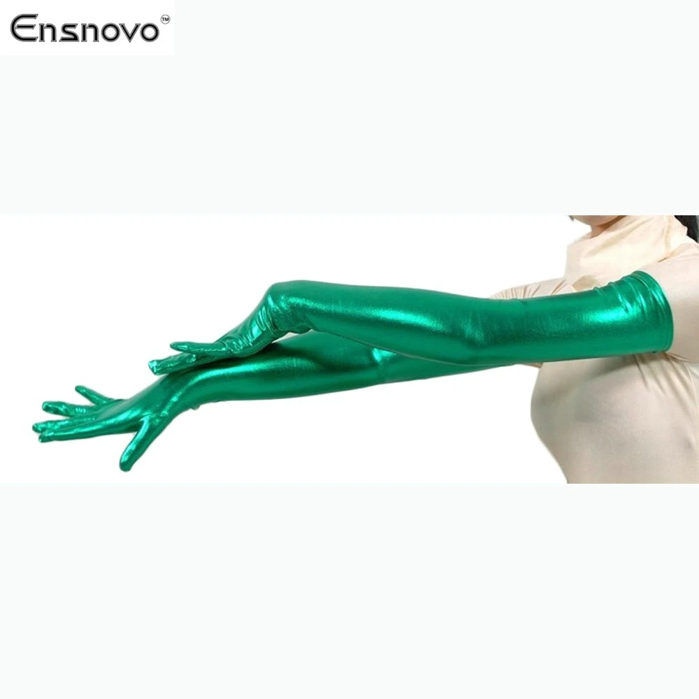 Женский костюм для косплея Ensnovo черные блестящие вечерние перчатки длиной 22