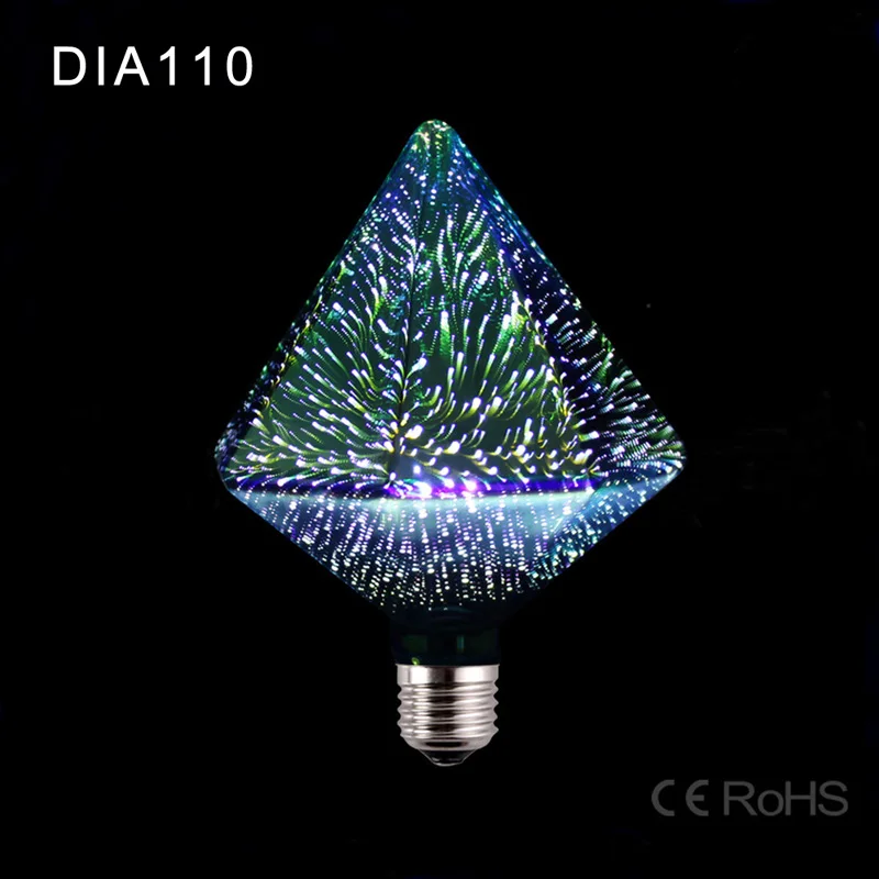 Светодиодные лампы Edison E27 3D фейерверк шар праздничное украшение лампочка