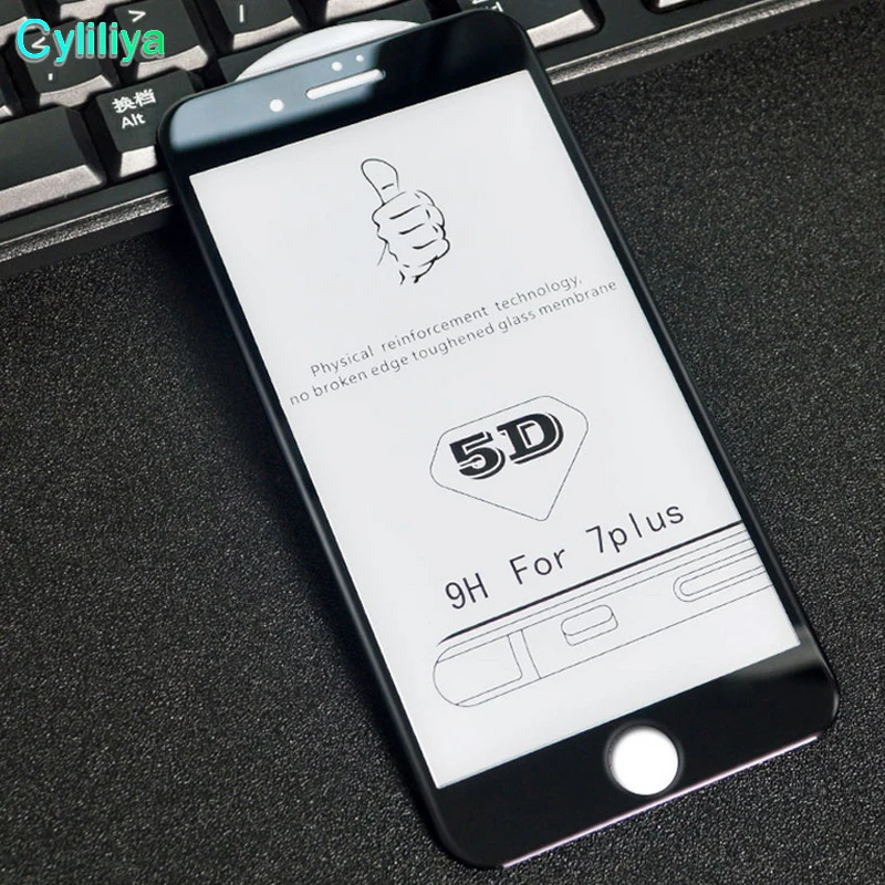 5D холодная резьба полное покрытие закаленное стекло для iPhone 7/8 plus 9H 3D/4D изогнутый