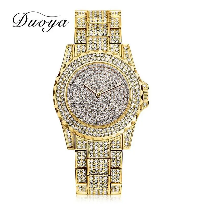 Gold Женские кварцевые часы, модные часы Bling, женские часы с кристаллами и бриллиантами, наручные часы из нержавеющей стали, модные серебряные часы из розового золота - Цвет: Gold