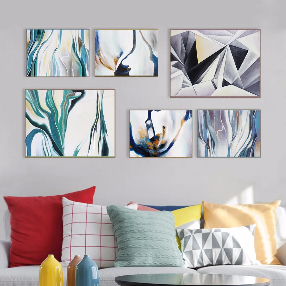 Акварель абстрактные украшения искусства живописи и холст с каллиграфией принт