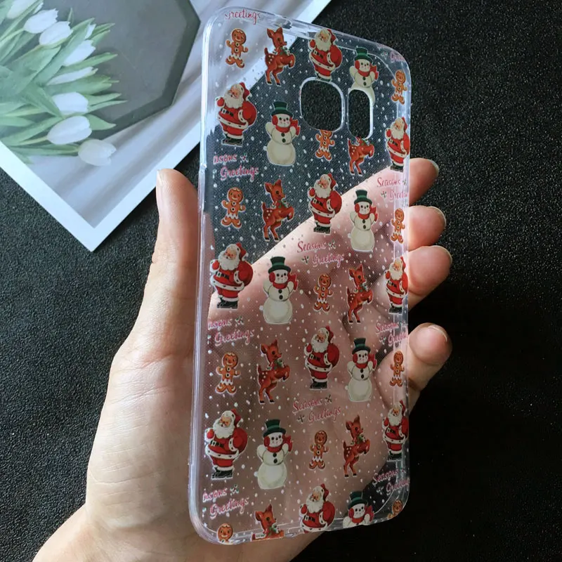 Год Рождество милый Санта Клаус Лось Снеговик телефон чехол для Samsung A50 A70 S10 S8 S9 Plus S7 A6 A9 A7 ТПУ силиконовый чехол