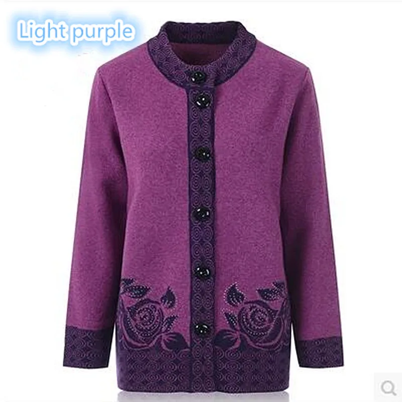 

The high quality mother sweater fashion hot diamonds 80% woolen cashmere in elderly women cardigan big size Warm mother's coat