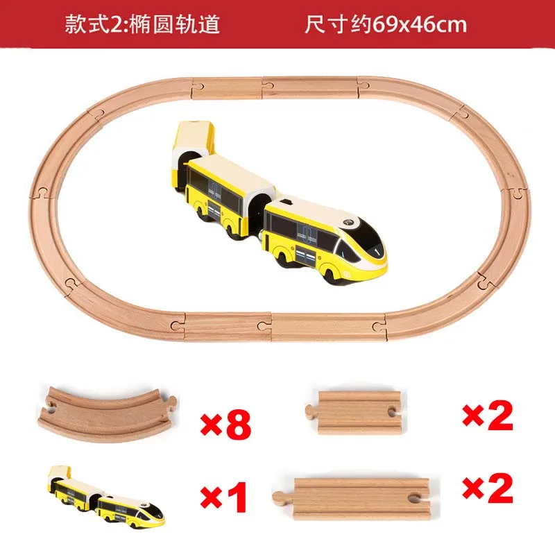 Diecast DIY обычные деревянные дорожки поезд набор гоночный трек Magic Brio Обучающие игрушки-пазлы деревянная железная дорога детские игрушки подарки - Цвет: Set A