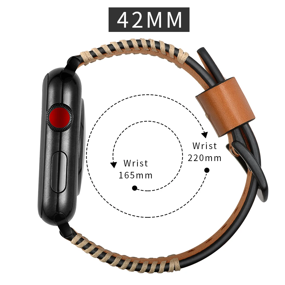 Ремешок для часов ZLIMSN из натуральной кожи черный коричневый Apple Watch аксессуары