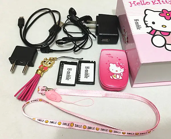 2 батареи флип hello Kitty сотовые телефоны W88 Роскошная Музыка флэш-светильник мини девочка леди детский, для мобильного телефона H-mobile W88