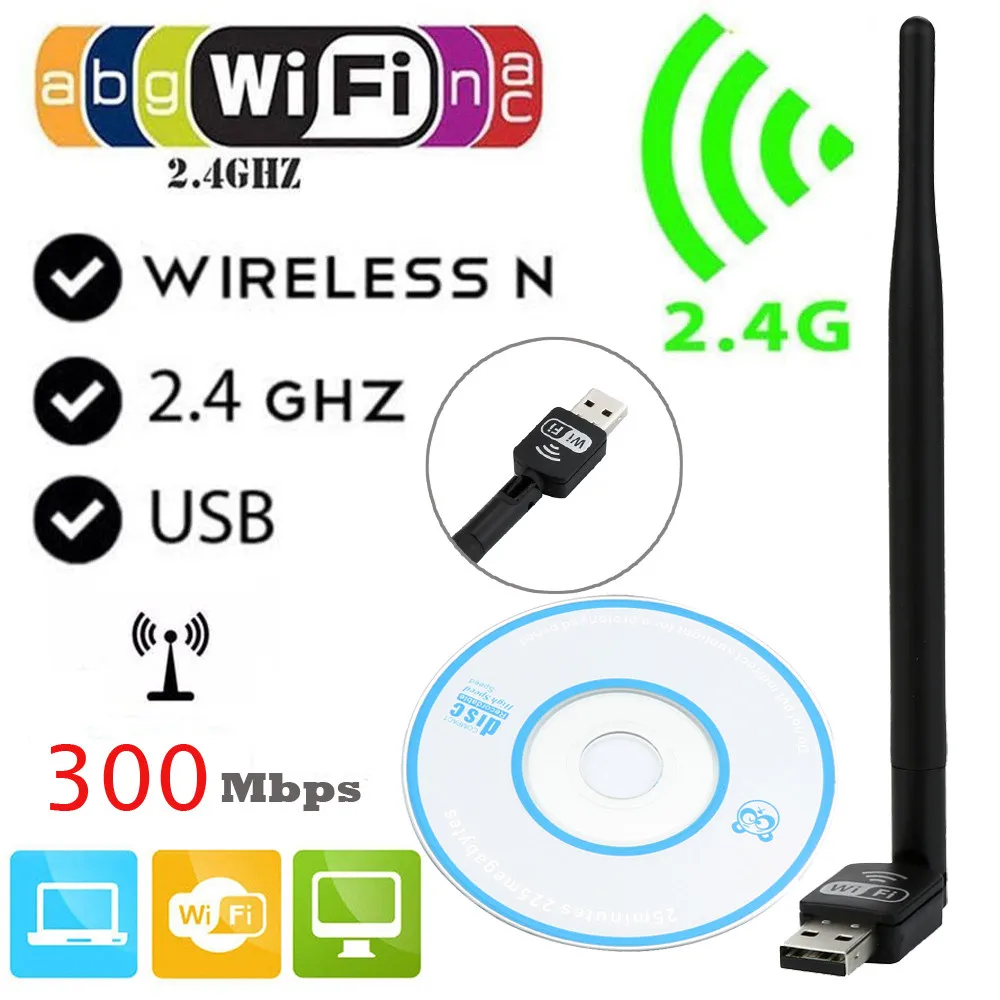 HIPERDEAL 300 Мбит/с 802.11n/g/b мини USB Wifi адаптер Wi-Fi сетевая LAN Карта с антенной семейный