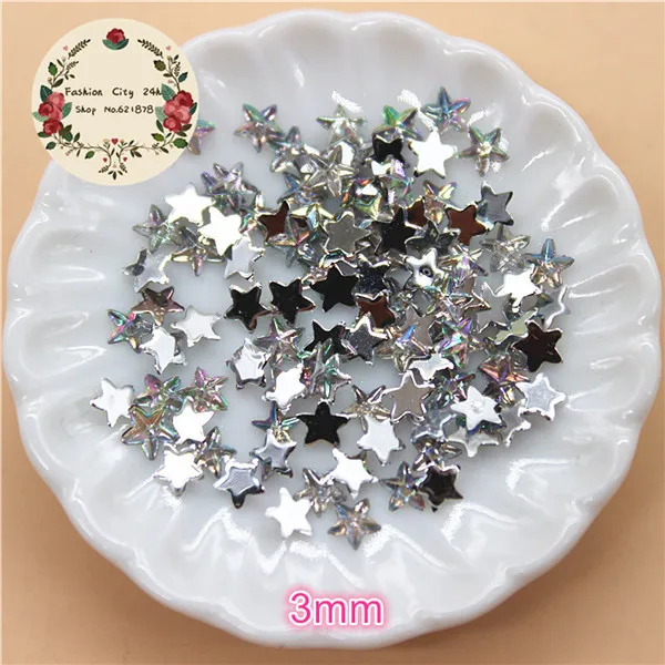 star 2000pcs 2000 шт 3 мм/4 мм Блестящий AB прозрачный акриловый из горного хрусталя камень с плоской стороной DIY ногтей/ремесло украшения - Цвет: star 2000pcs