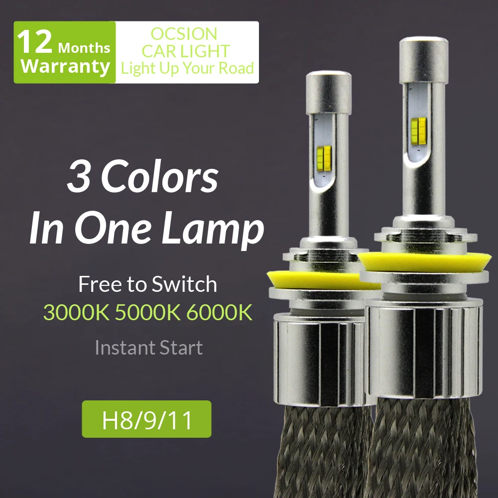 H8 H9 H11 светодиодный фары лампы 60 w 7200lm автомобилей Фары 3000 k 5000 6000 Противотуманные
