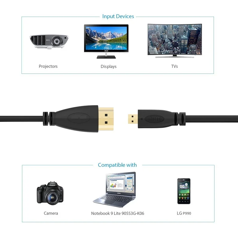 2ft3ft 6 футов 10 футов 1 м 2 м 3 м 5 м MICRO HDMI к HDMI кабель с Ethernet позолоченный для сотовых телефонов 2 м для win8 4k x 2k 3D PS3 xbox co