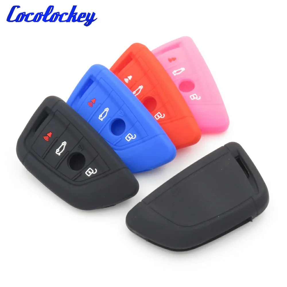 

Cocolockey Silicone Key Cover Case Fob 3 Buttons Fit For BMW 3 5 7 Series X1 X3 X4 X5 X6 Smart Key Card Car Styling Skin Jacket