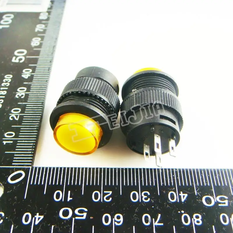

R16-503BD With LED Yellow 1A/250V 4Pin Non Self-locking Push Button Switch (Self reset switch) 10Pcs/lot