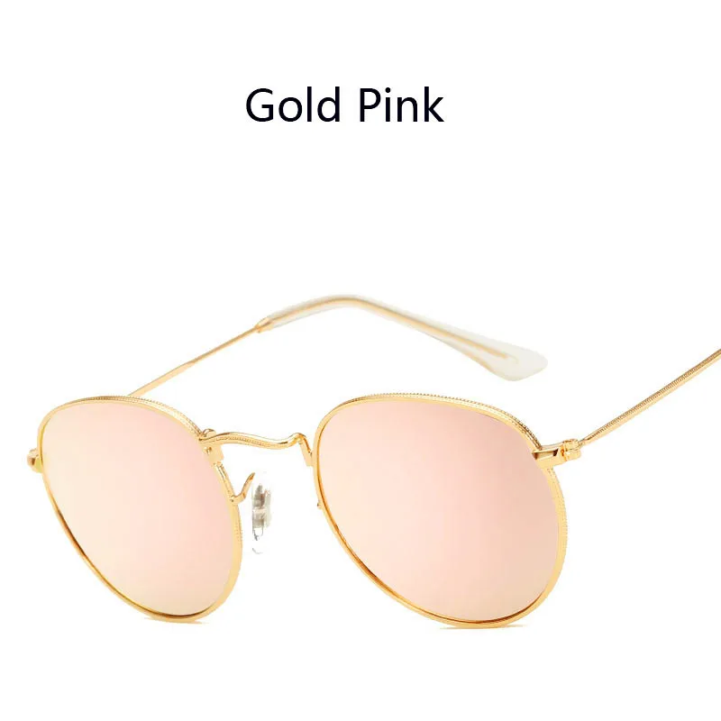 PLINTH винтажные Круглые Солнцезащитные очки женские Ray Bann ретро маленькие Солнцезащитные очки женские роскошные брендовые дизайнерские очки для вождения Gafas UV400 - Цвет линз: Gold Pink