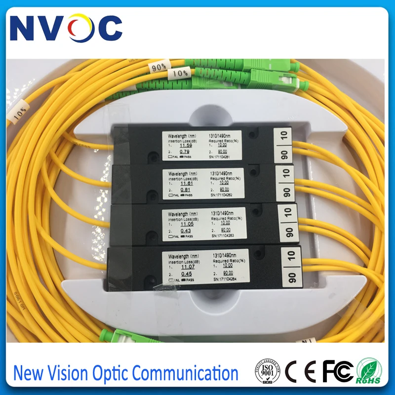 8 шт./лот 10/90 1X2 FBT волоконная муфта SM двойное окно 1310/1550 2 0 мм 1 м ABS: 90*20*10 SC/APC 1*2