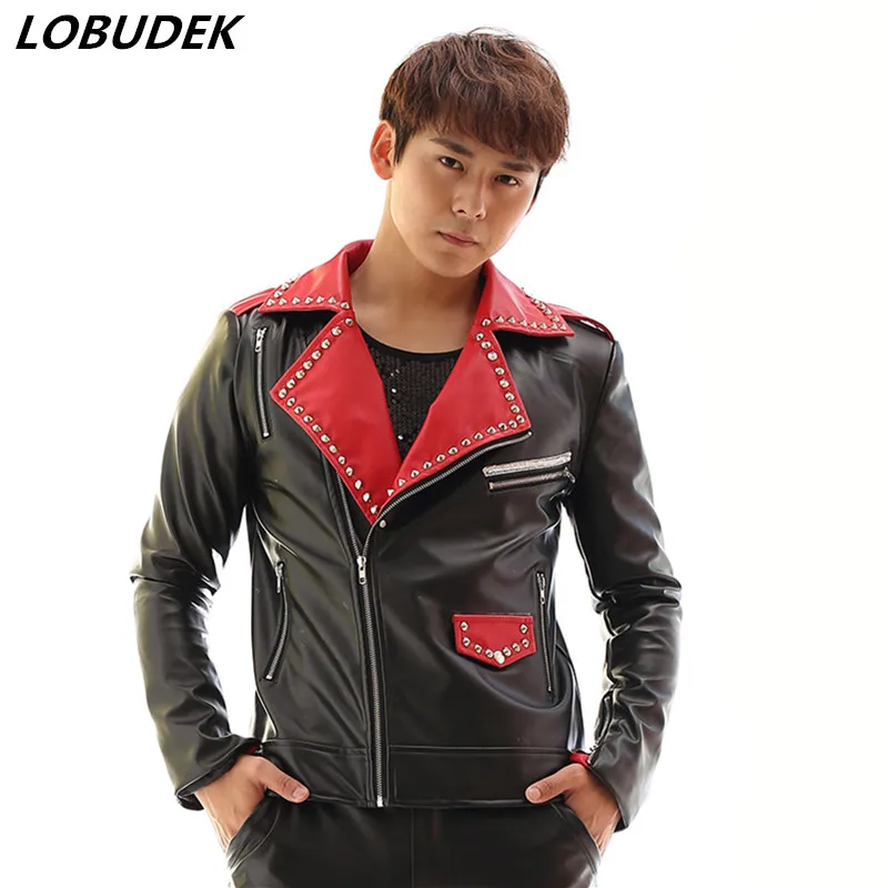 Куртка кожаная мужская черная с заклепками | Мужская одежда