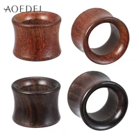 aoedej black brown color ear plugs wood flesh tunnel saddle ear gauges solid hollow body piercing jewelry for men women expander