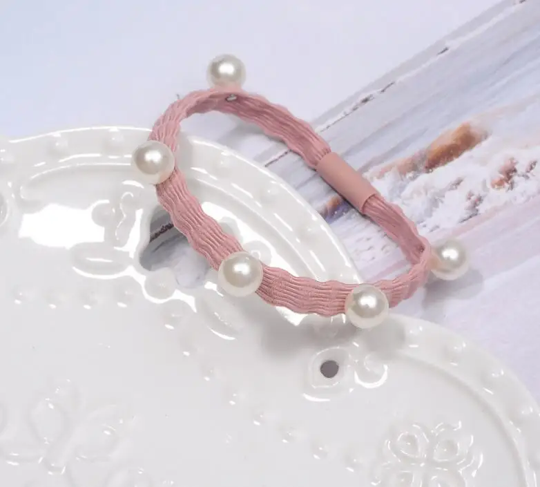 2 шт. веревки для волос Женская эластичная резинка девочек жемчужное кольцо