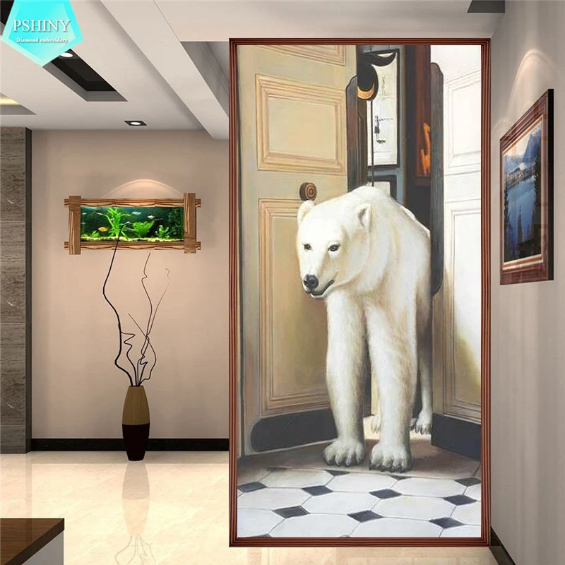 PSHINY 5D DIY Алмазная вышивка продажа полярный медведь животные фотографии страз