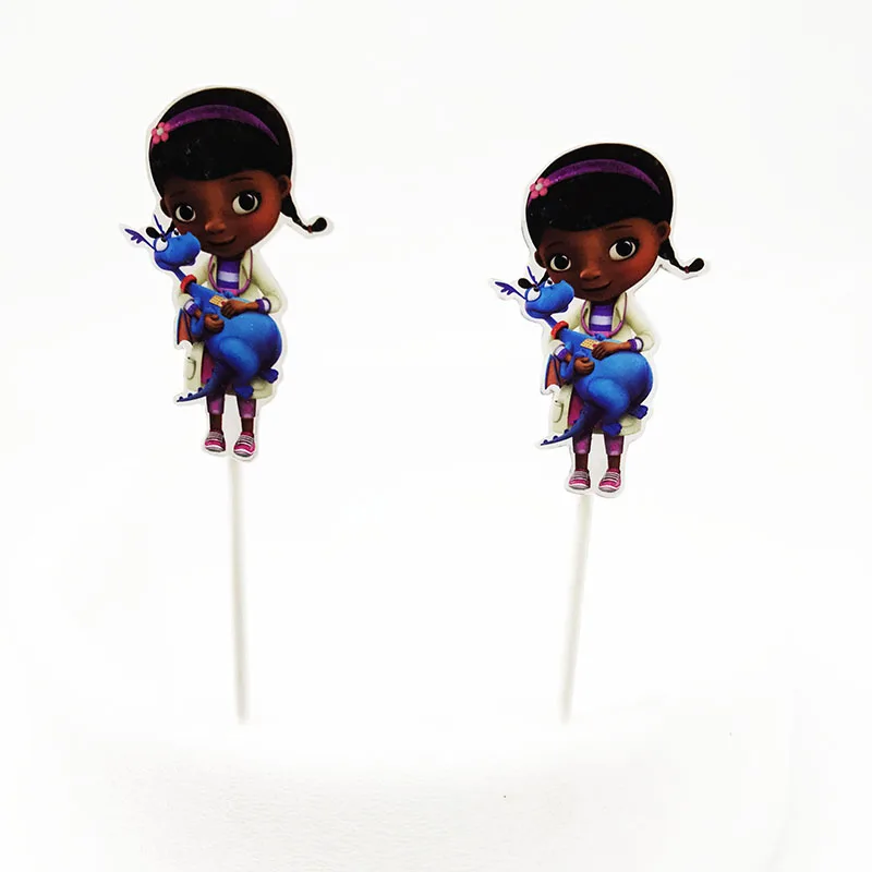 12pcs/lot Dottie McStuffins cake toppers cupcake flag Doc theme party supplies | Дом и сад