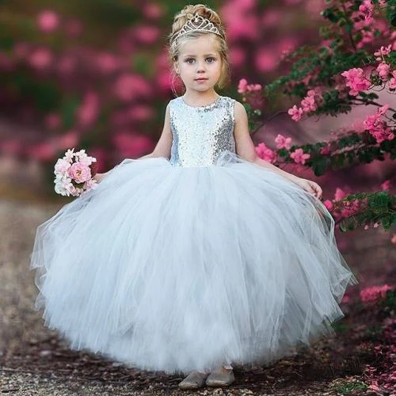 Princess Fashion Dress Toddler Baby Girls 2-8Y Sleeveless Sequined Back Hollow Out Bow Lace Tutu Ankle-Length 2 Style | Детская одежда