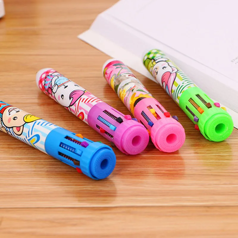

1pcs Cartoon 10 Color Pen Ballpoint Pen Stationery Cartoon Cute Pens Student Kawaii Pen Cute Gel Pens Kawaii School Supplies