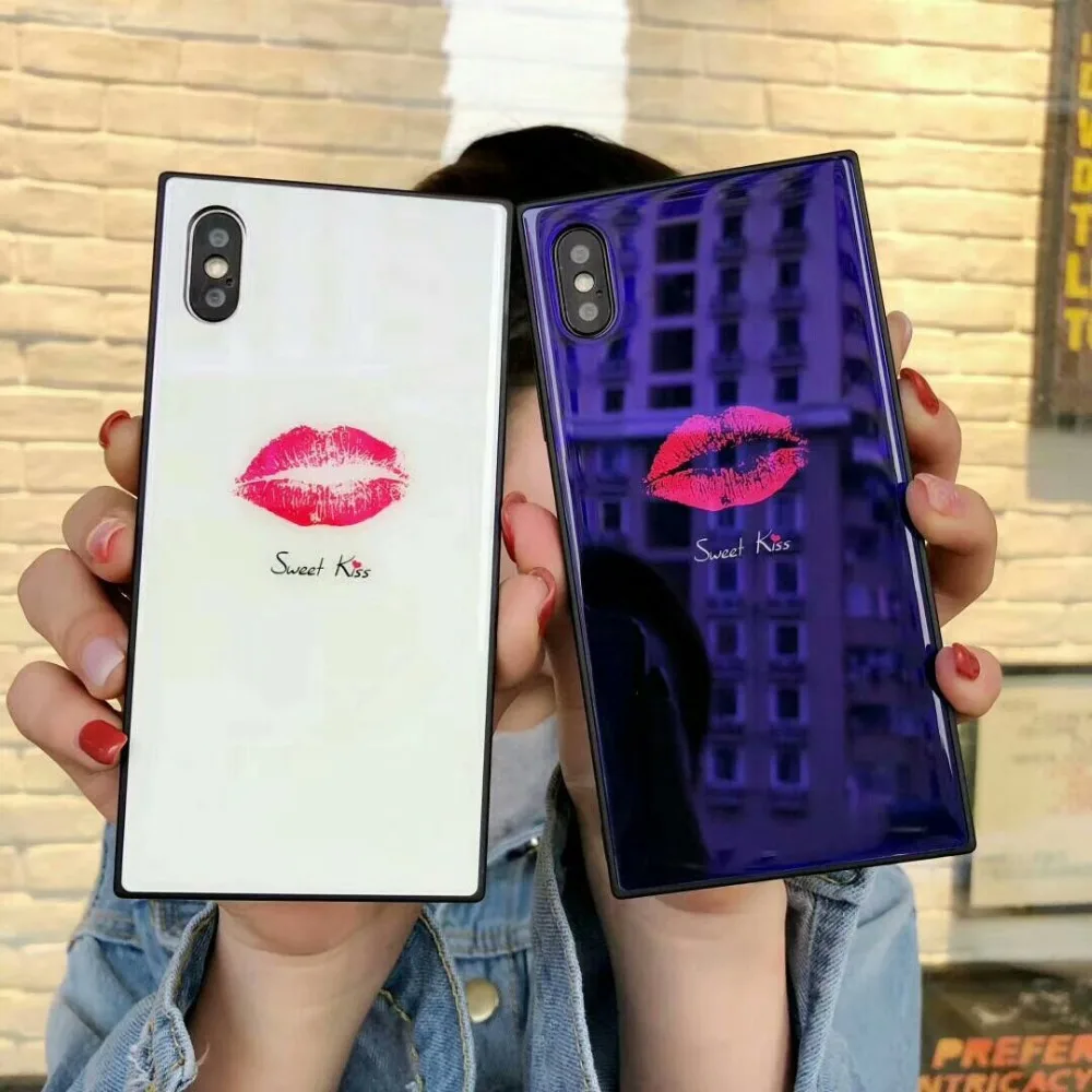 Чехол для iPhone 11 Pro Max Xr XS квадратный чехол с закаленным стеклом Blue Ray