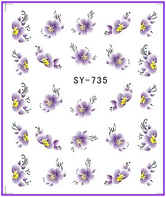 

6 PACK/ LOT GLITTER WATER DECAL NAIL ART NAIL STICKER FLOWER CLOVER GARDENIA SAVONA SY735-740