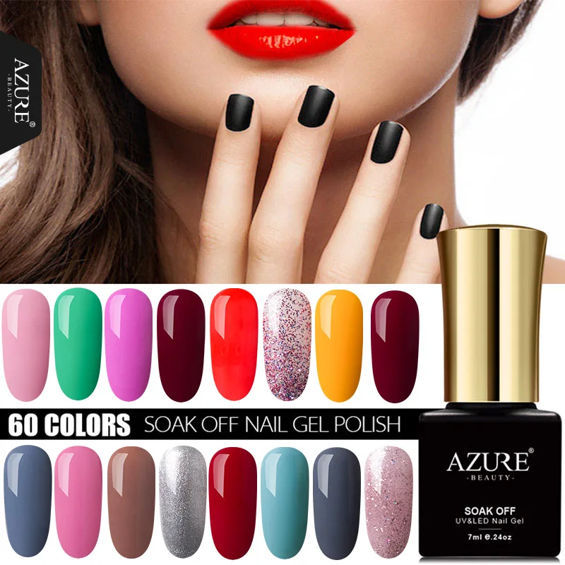 Azure beauty 7 мл Новейший цветной гель Блестящий Блеск УФ для ногтей стойкий