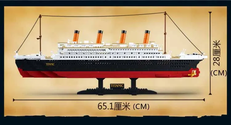 Круизный корабль RMS титановая лодка 1021 шт совместим со строительным блоком Фильмы 3D кирпичный блок минифигурные игрушки для детей