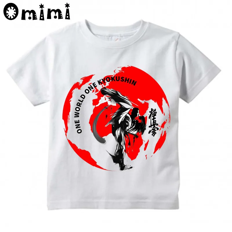 Детские летние белые футболки с коротким рукавом Kyokushin Karate Kanji и Symbol для мальчиков