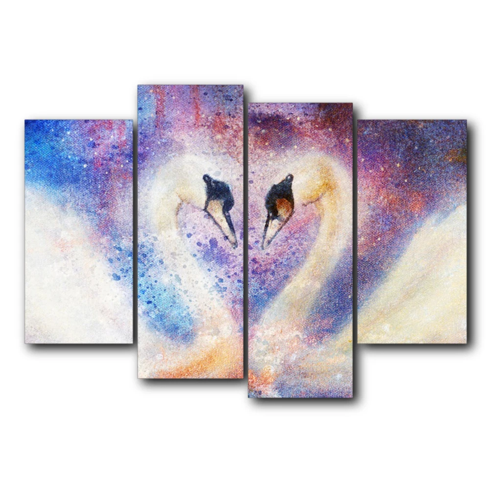 

Swan Love Romantic Abstract Vintage Canvas Painting Animal Posters and Prints Wall Art Living Room Bedroom Wedding