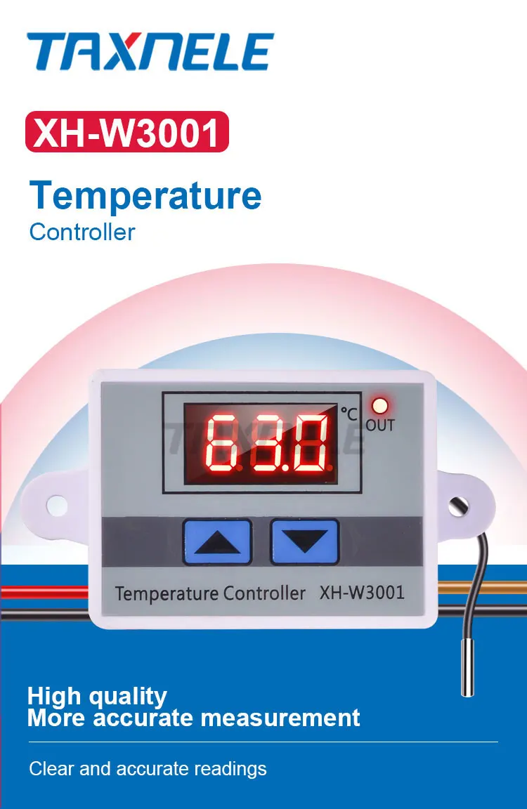 XH-W3001-50~ 110C интеллигентая(ый) цифровой Температура контроллер постоянного тока 220 В, 12 В, 24 В постоянного тока, 10A с ЖК-дисплей дисплей термостат W3001