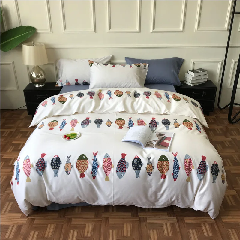 Хлопковое детское пуховое одеяло с принтом рыбы пододеяльник изображением