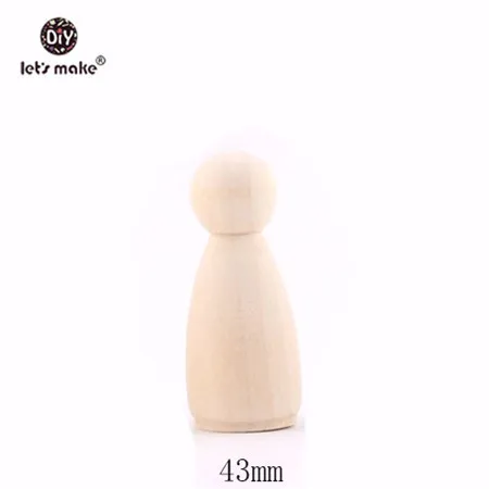43mm female Let's Make 100 шт деревянные колышки для кукол поделки своими руками деревянные мужские/женские натуральные гладкие краски для прорезывания зубов безопасные игрушки подарки на год - Цвет: 43mm female