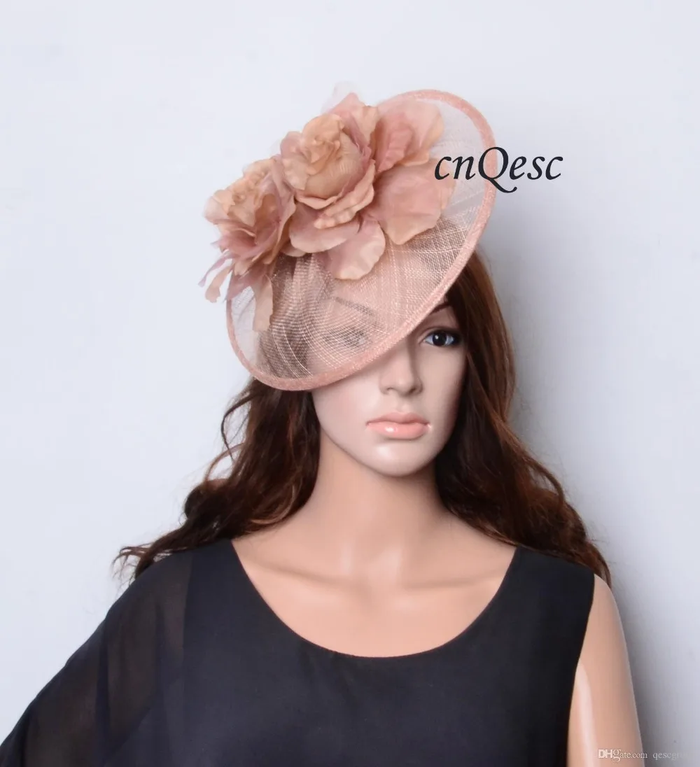 Новый дизайн большой головной убор Sinamay чародей шляпа для женщин шелковое платье