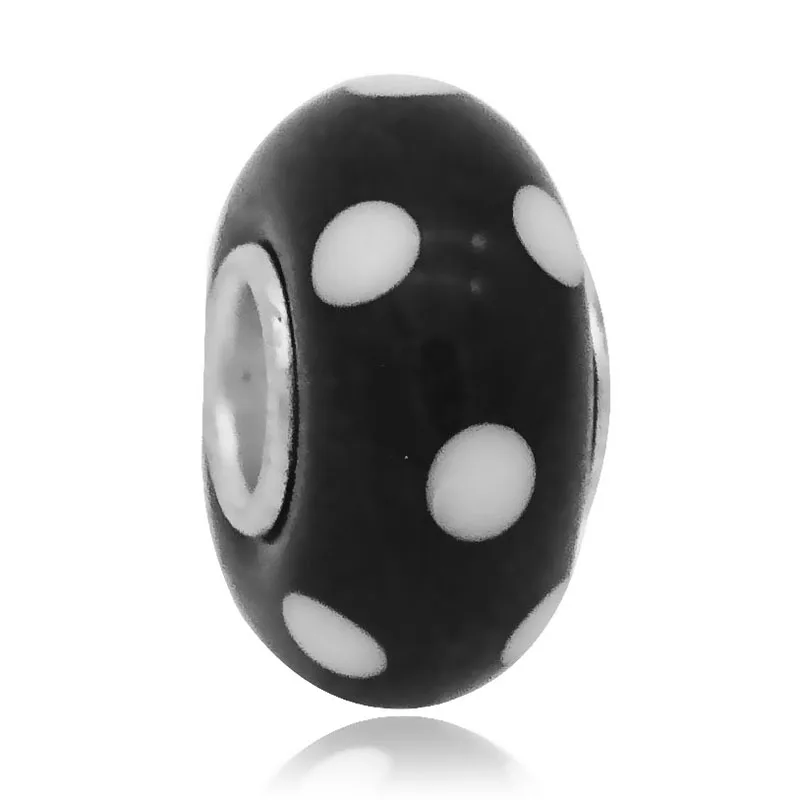 black dot 1 шт. Стекло бисер с серебряной нитью, бледно-Микки и Минни Маус знание потребителей о лента европейские; из муранского стекла, соответственные европейской для соответственные Европейской Пандоре обаятельные браслеты - Цвет: black dot